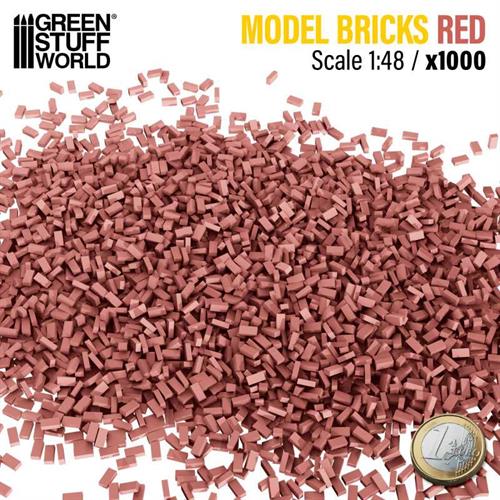 Model bricks - Miniature Bricks - Red x1000 1:48